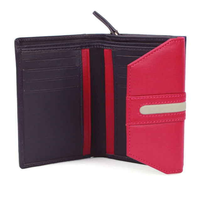 Purple-Pink - Side - Eastern Counties Leather Casey Contrast Panel Leather Coin Purse