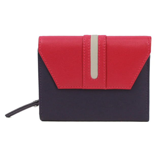 Purple-Pink - Front - Eastern Counties Leather Casey Contrast Panel Leather Coin Purse