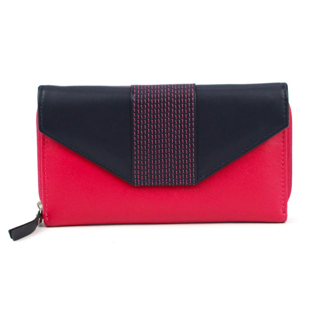Pink-Navy - Front - Eastern Counties Leather Sofia Leather Coin Purse