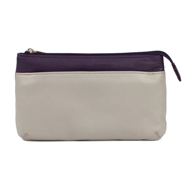Purple-Ivory - Front - Eastern Counties Leather Nellie Leather Coin Purse