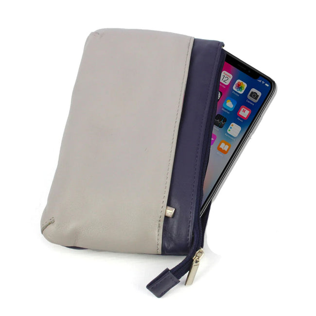 Purple-Ivory - Back - Eastern Counties Leather Nellie Leather Coin Purse