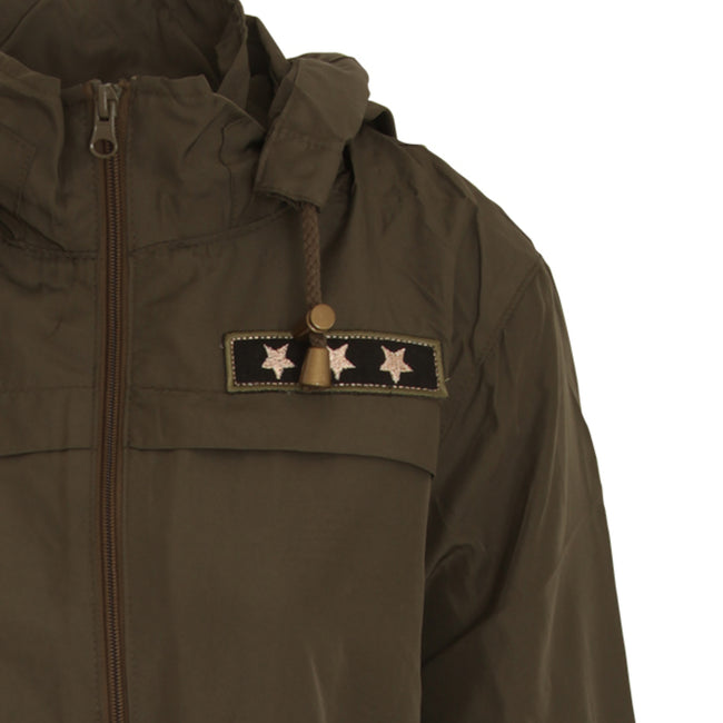 Khaki - Back - Brave Soul Womens-Ladies Zip Up Plus Sized Jacket