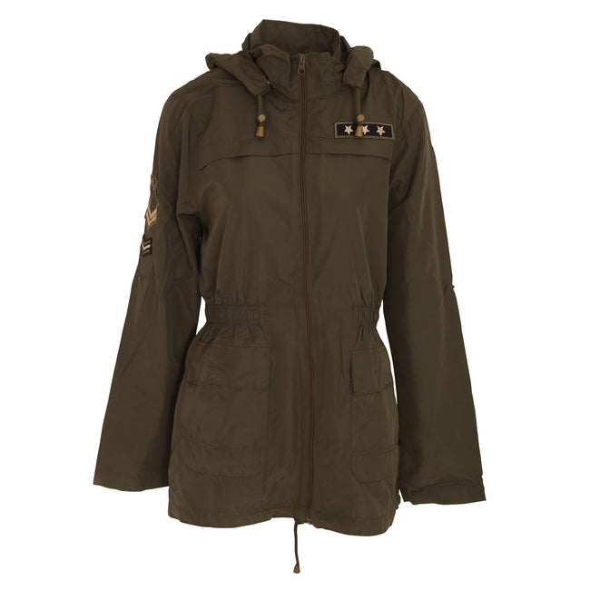 Khaki - Front - Brave Soul Womens-Ladies Zip Up Plus Sized Jacket