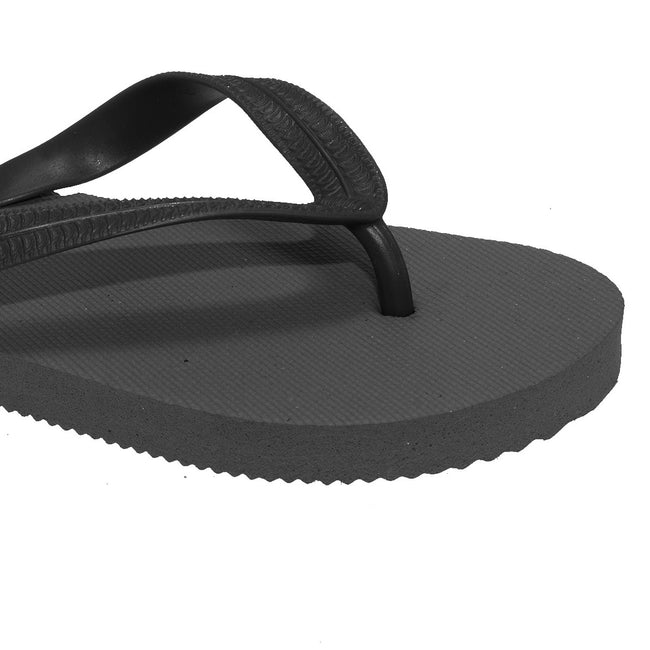 Black - Back - FLOSO Childrens-Kids Big Boys Solid Colour Flip Flops