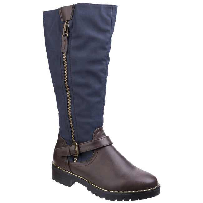 Brown-Blue - Front - Divaz Womens-Ladies Manson Tall Boots