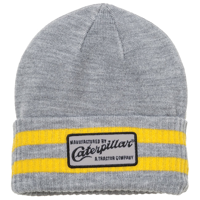 Gray-Yellow - Front - Caterpillar Mens Dillon Beanie