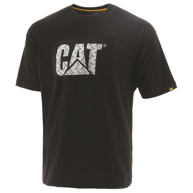 Black-Metallic Silver - Side - Caterpillar Mens Custom Logo T-Shirt
