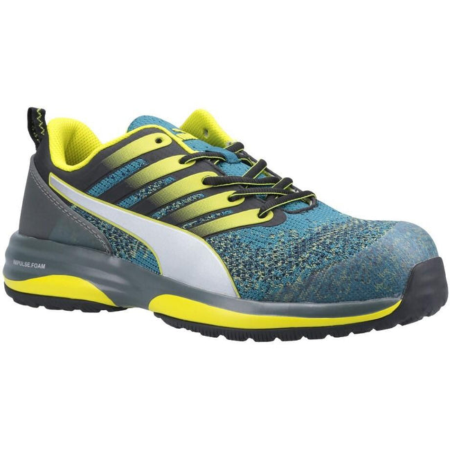 Blue-Lime Green-Gray - Front - Puma Safety Mens Charge Low Sneakers