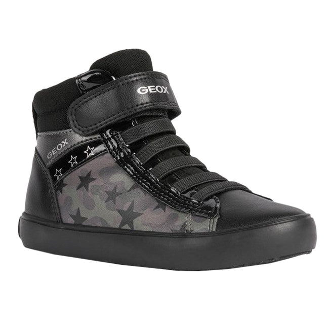 Black-Dark Silver - Front - Geox Girls Gisli Sneakers