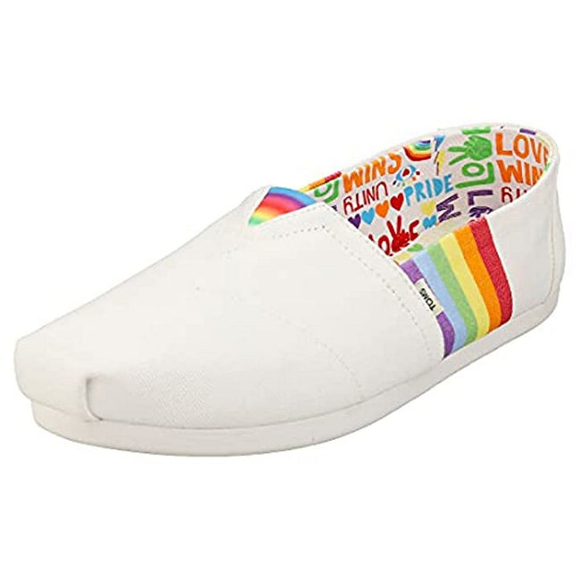 White - Side - Toms Womens-Ladies Alpargata Unity Rainbow Espadrilles