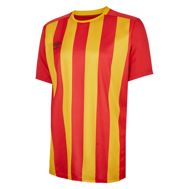 Vermillion-Yellow - Front - Umbro Boys Milan Striped Jersey