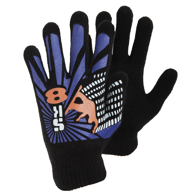 Design 5 - Front - Boys Black Winter Magic Gloves With Rubber Print