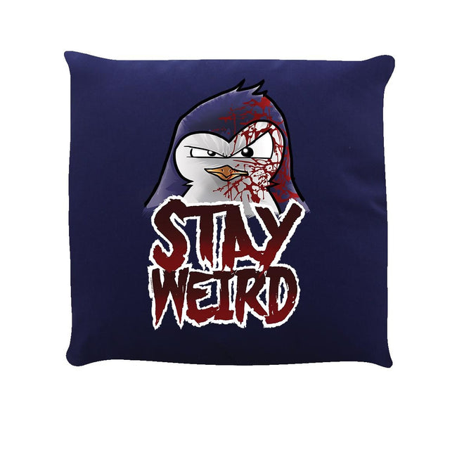 Navy - Front - Psycho Penguin Stay Weird Cushion