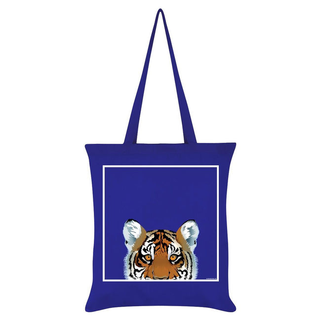 Blue - Front - Inquisitive Creatures Tiger Tote Bag