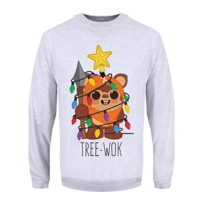 Grey - Front - Grindstore Mens Tree-Wok Christmas Sweater
