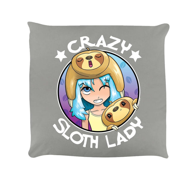 Gray - Front - Grindstore Crazy Sloth Lady Cushion
