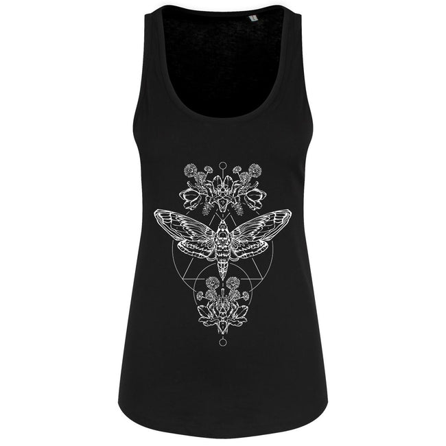Black - Front - Grindstore Death Head Moth Ladies Floaty Tank