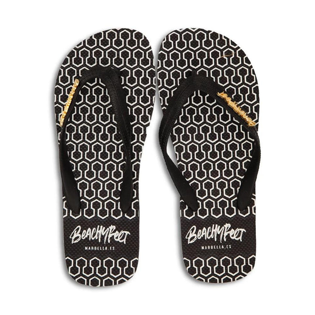 Black-White - Front - BeachyFeet Mens Eclipse Flip Flops