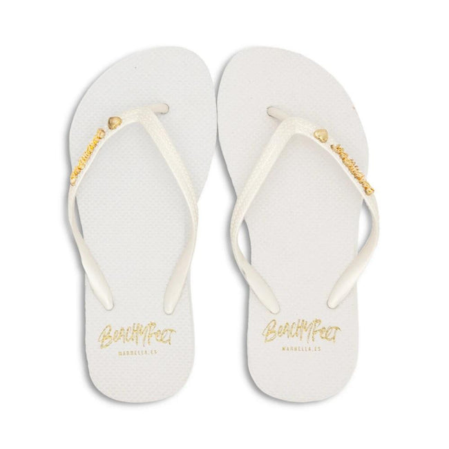 White - Front - BeachyFeet Womens-Ladies Flip Flops