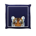 Navy-White-Brown - Front - Inquisitive Creatures Tiger Throw Pillow