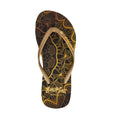 Black-Gold - Front - BeachyFeet Womens-Ladies Mandala Flip Flops