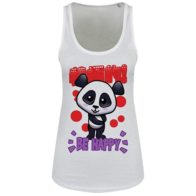 White - Front - Handa Panda Be Happy Ladies Floaty Tank