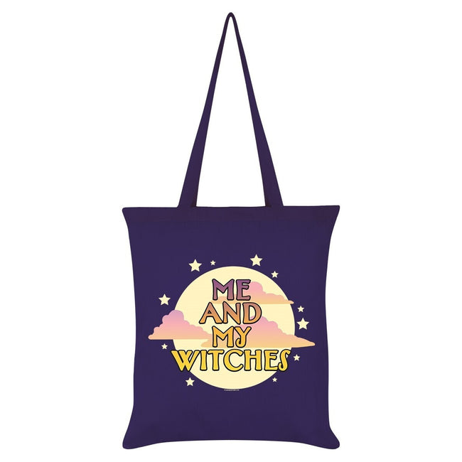 Purple-Cream-Yellow - Front - Grindstore Me And My Witches Tote Bag
