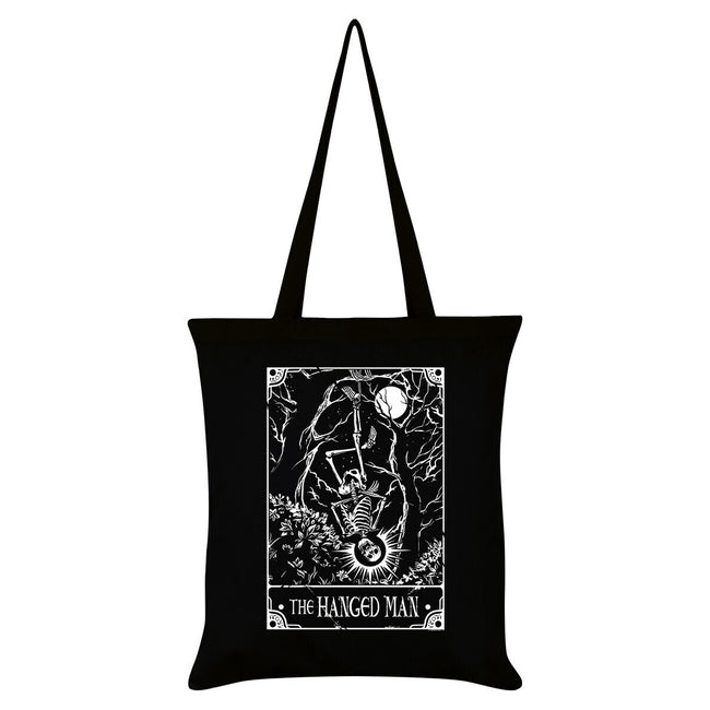 Black-White - Front - Deadly Tarot The Hanged Man Tote Bag