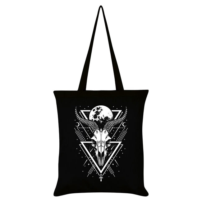 Black-White - Front - Grindstore Lunar Skull Tote Bag