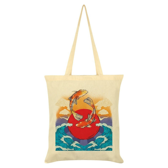Cream-Blue-Orange - Front - Grindstore Koi Tote Bag
