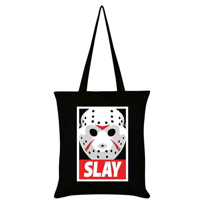 Black-White-Red - Front - Grindstore Slay Horror Mask Tote Bag