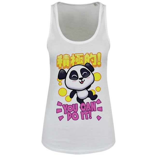 White - Front - Handa Panda You Can Do It Ladies Floaty Tank