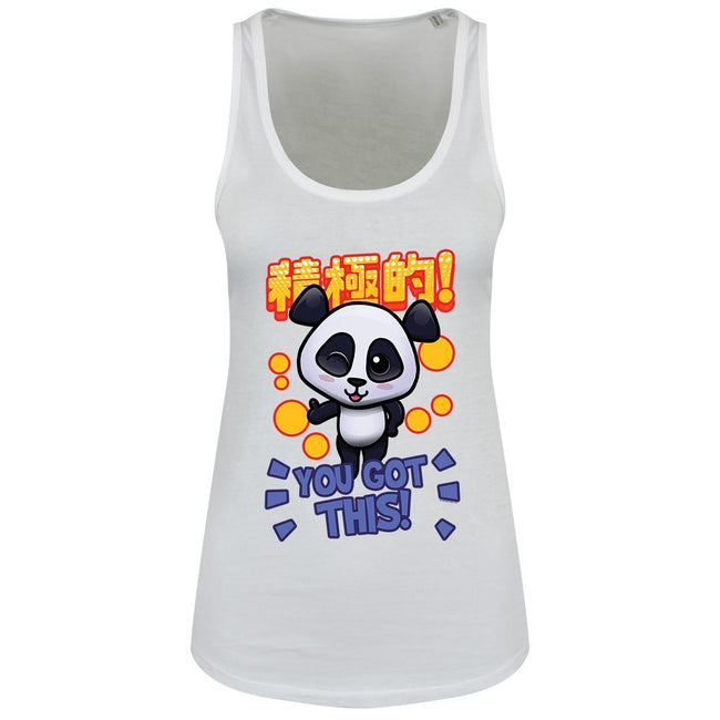 White - Front - Handa Panda You Got This Ladies Floaty Tank