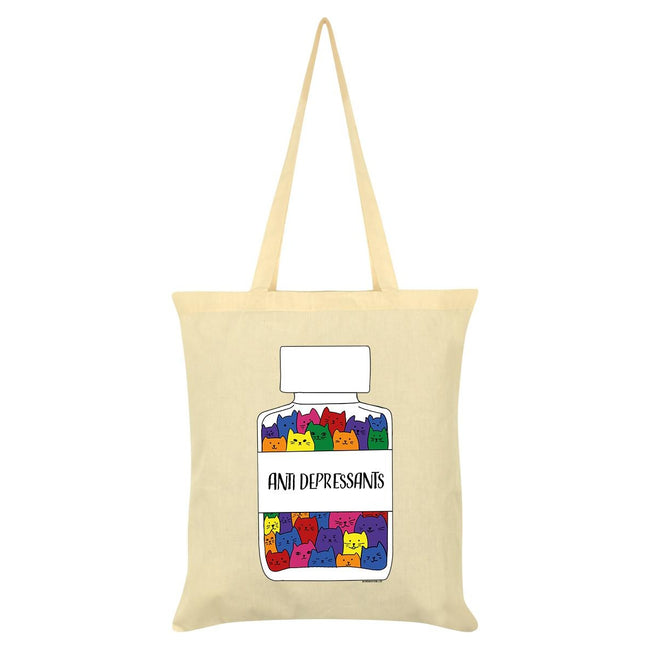 Cream - Front - Grindstore Antidepressant Kittens Tote Bag