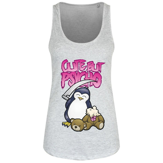Gray - Front - Psycho Penguin Cute But Psycho Ladies Floaty Tank