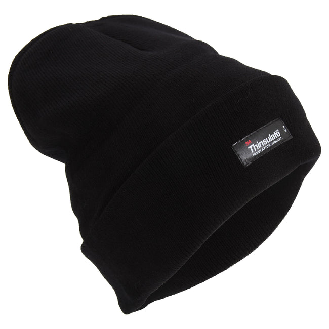 Black - Front - Mens Heatguard Thermal Winter-Ski Beanie Hat