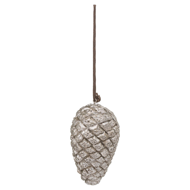 Silver - Front - Hill Interiors Pinecone Christmas Hanging Ornament