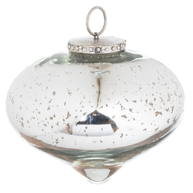 Silver - Front - The Noel Collection Teardrop Christmas Bauble