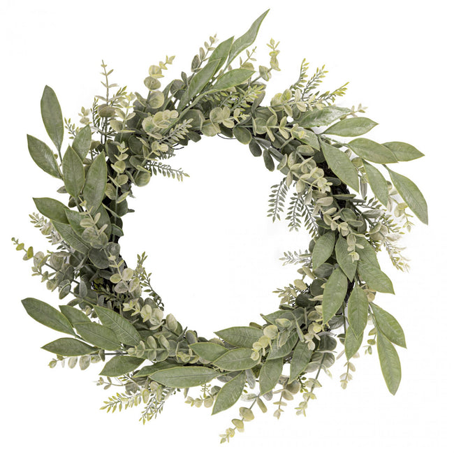Sage Green - Front - Hill Interiors Christmas Ruscus And Eucalyptus Wreath