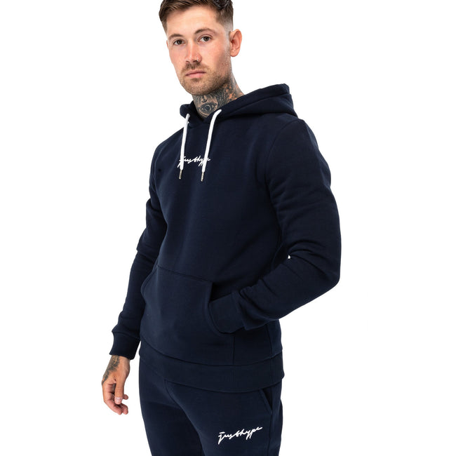 Navy - Front - Hype Mens Scribble Pullover Hoodie