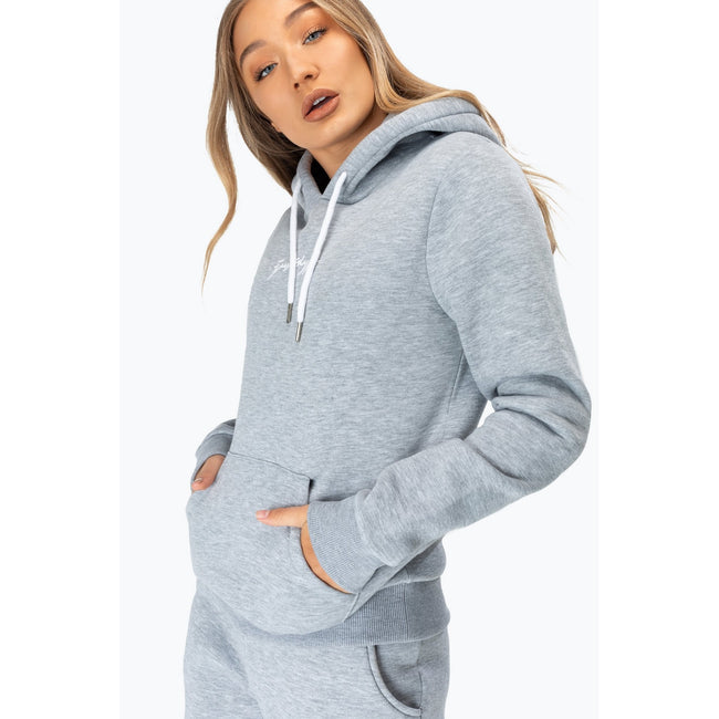 Gray - Front - Hype Womens-Ladies Logo Pullover Hoodie