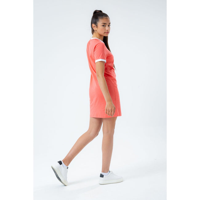 Coral-White - Back - Hype Girls Script T-Shirt Dress