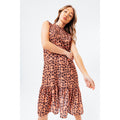 Terracotta Orange-Black - Back - Hype Womens-Ladies Scratch Flower Dress