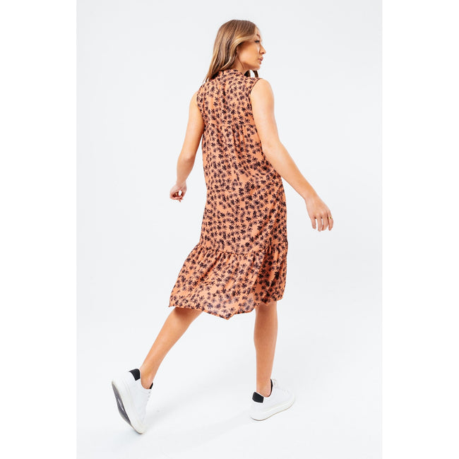 Terracotta Orange-Black - Lifestyle - Hype Womens-Ladies Scratch Flower Dress