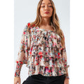 Multicolored - Pack Shot - Hype Womens-Ladies Antique Bloom Blouse