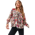 Multicolored - Front - Hype Womens-Ladies Antique Bloom Blouse
