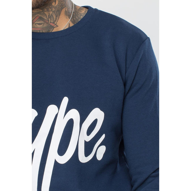 Navy-White - Lifestyle - Hype Mens Script Lightweight Sweatshirt