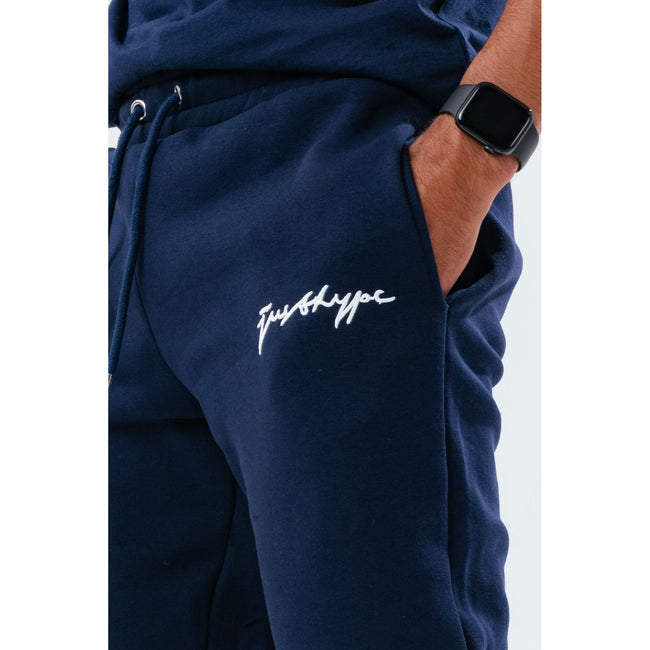 Navy - Side - Hype Mens Scribble Sweatpants