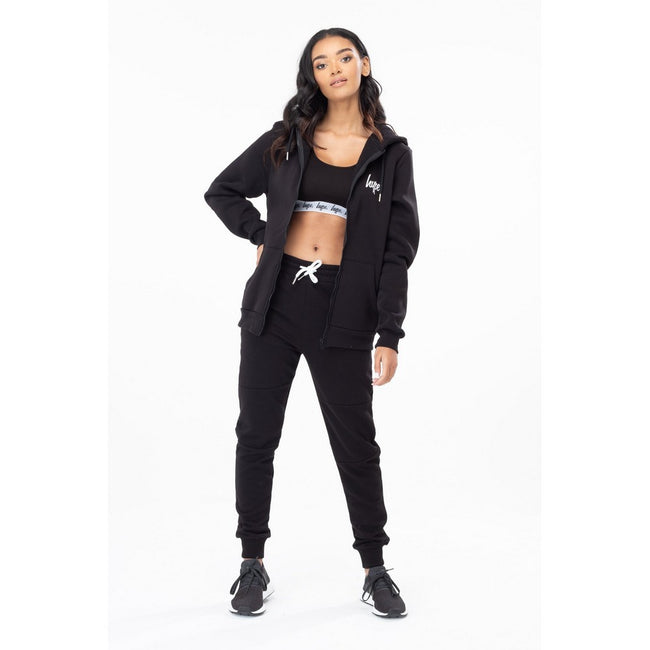 Black-White - Back - Hype Womens-Ladies Script Zip Hoodie