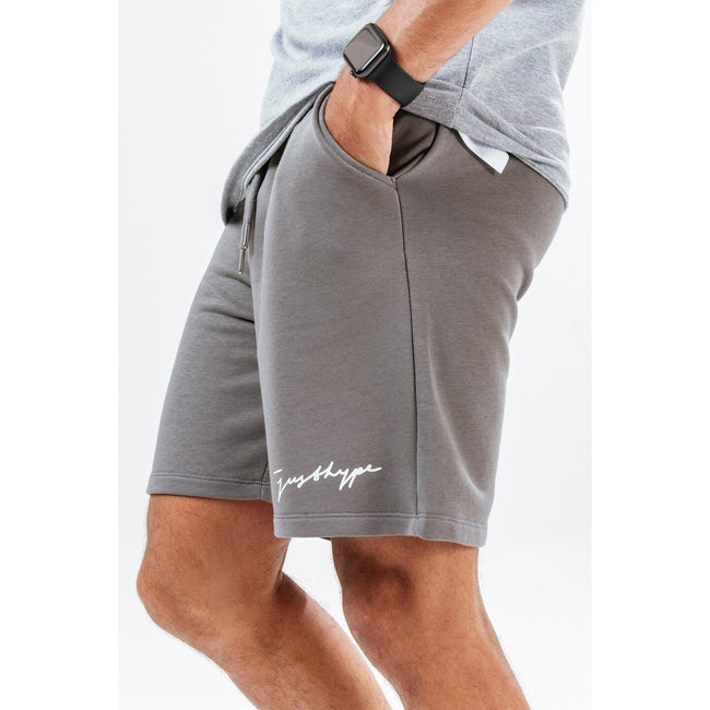 Charcoal - Side - Hype Mens Jersey Scribble Logo Shorts
